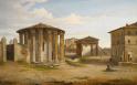 Dipinto: Coppia di vedute: Il Tempio di Vesta e il Foro Boario  (II)